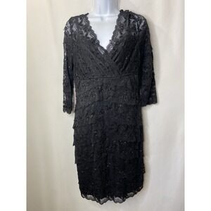 MARINA Womens Little Black Dress Size 14P Witchy Whimsygoth Vampy Homecoming